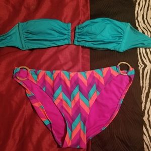 Teal and orange swimsuit